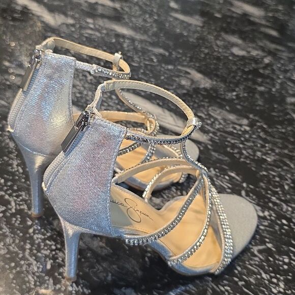 BRAND NEW JESSICA SIMPSON WOMEN'S SIDRA RHINESSTONE STILETTO HEEL SANDAL - Picture 4 of 16